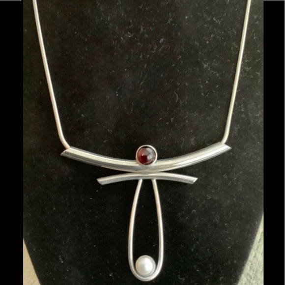 Lonna Keller freshwater Pearl & garnet necklace - Picture 5 of 11